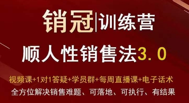 爆款！销冠训练营3.0之顺人性销售法，全方位解决销售难题、可落地、可执行、有结果 - 星易源码-免费游戏源码分享